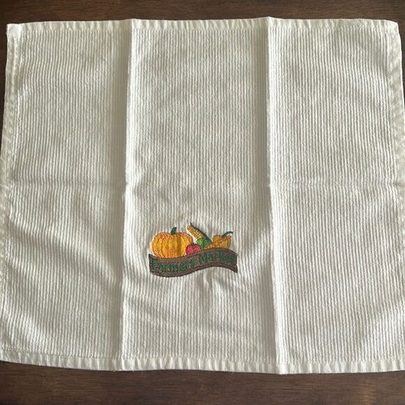 White Cotton Farmers Market Sign Vegetables Kitchen Bar-Mop 18” by 16” - Picture 4 of 5